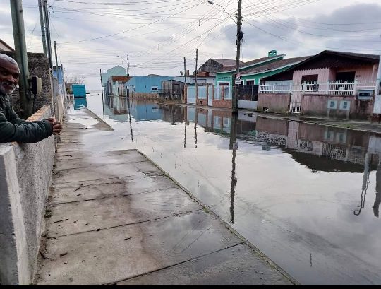 Ruas alagadas em São José do Norte