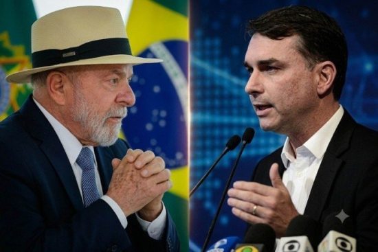 Lula (PT) e Flávio Bolsonaro (PL)