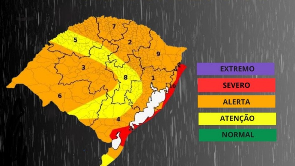 RS em alerta de tempestade para o início da semana.