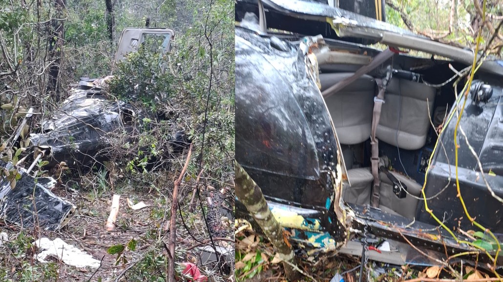 Destroços do helicóptero foram encontrados nesta terça-feira.