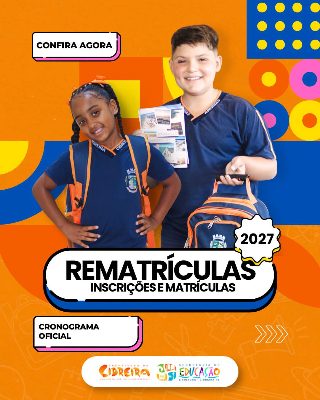 Matrículas do ano letivo de 2027 em Cidreira.