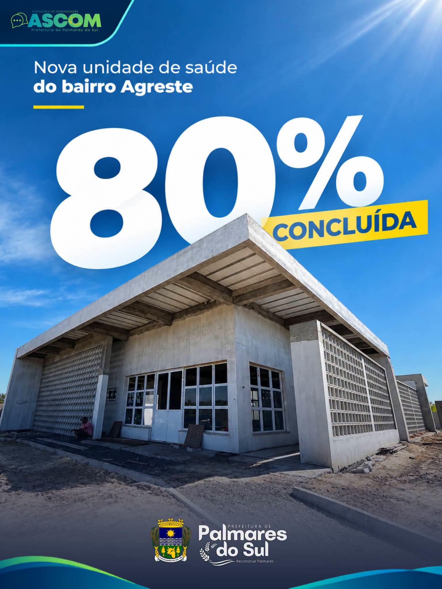 Nova unidade de saúde chega a 80% em Palmares do Sul.