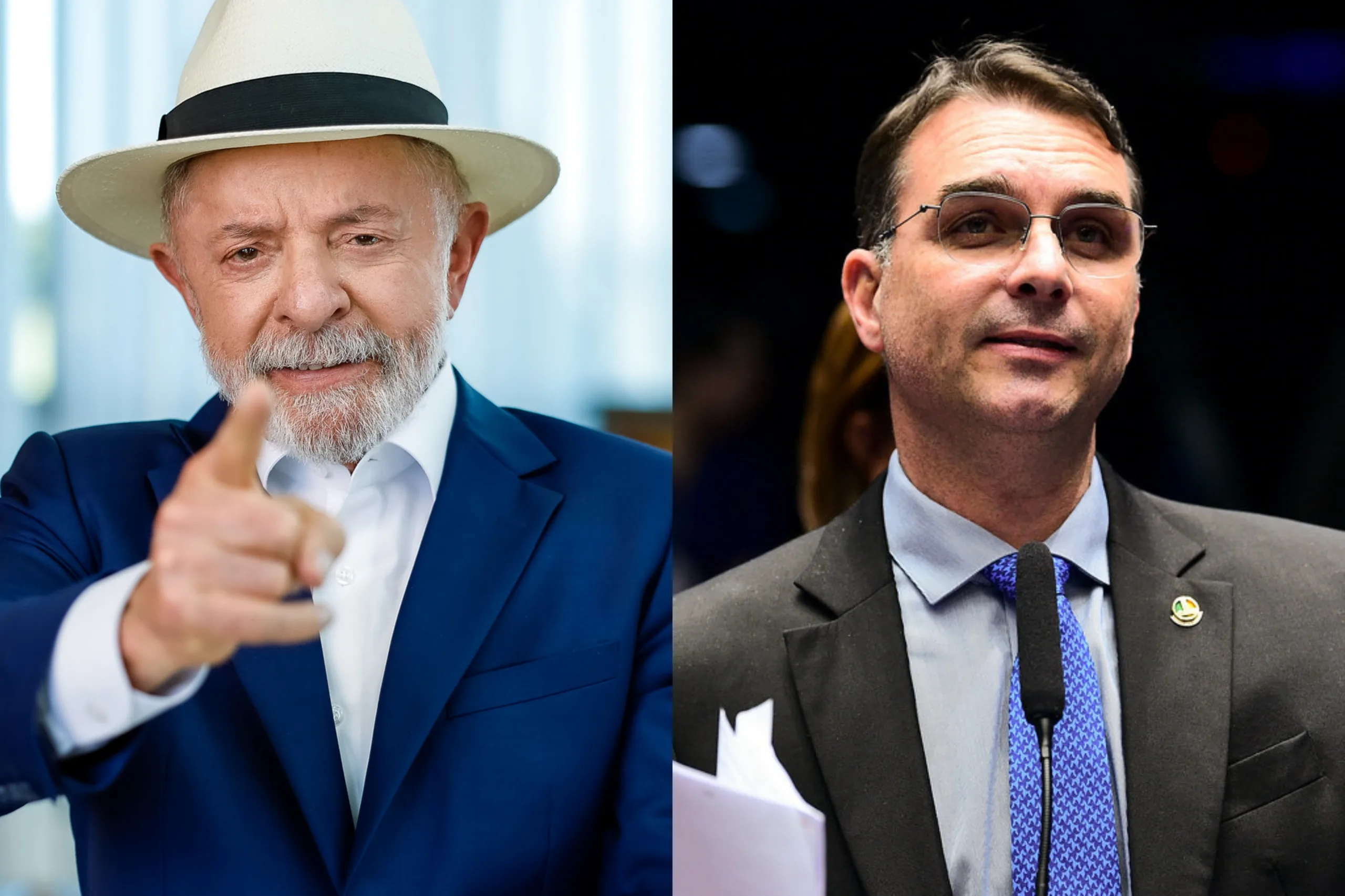 Lula e Flávio Bolsonaro no segundo turno.